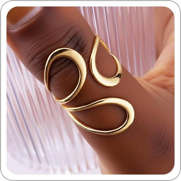 Jewelry - Women's Chunky Gold Non Tarnish Adjustable Thumb Ring Stainless Steel Jewelry